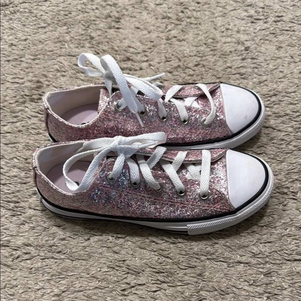 Converse Pink and White Glitter Sneakers Low-Top
